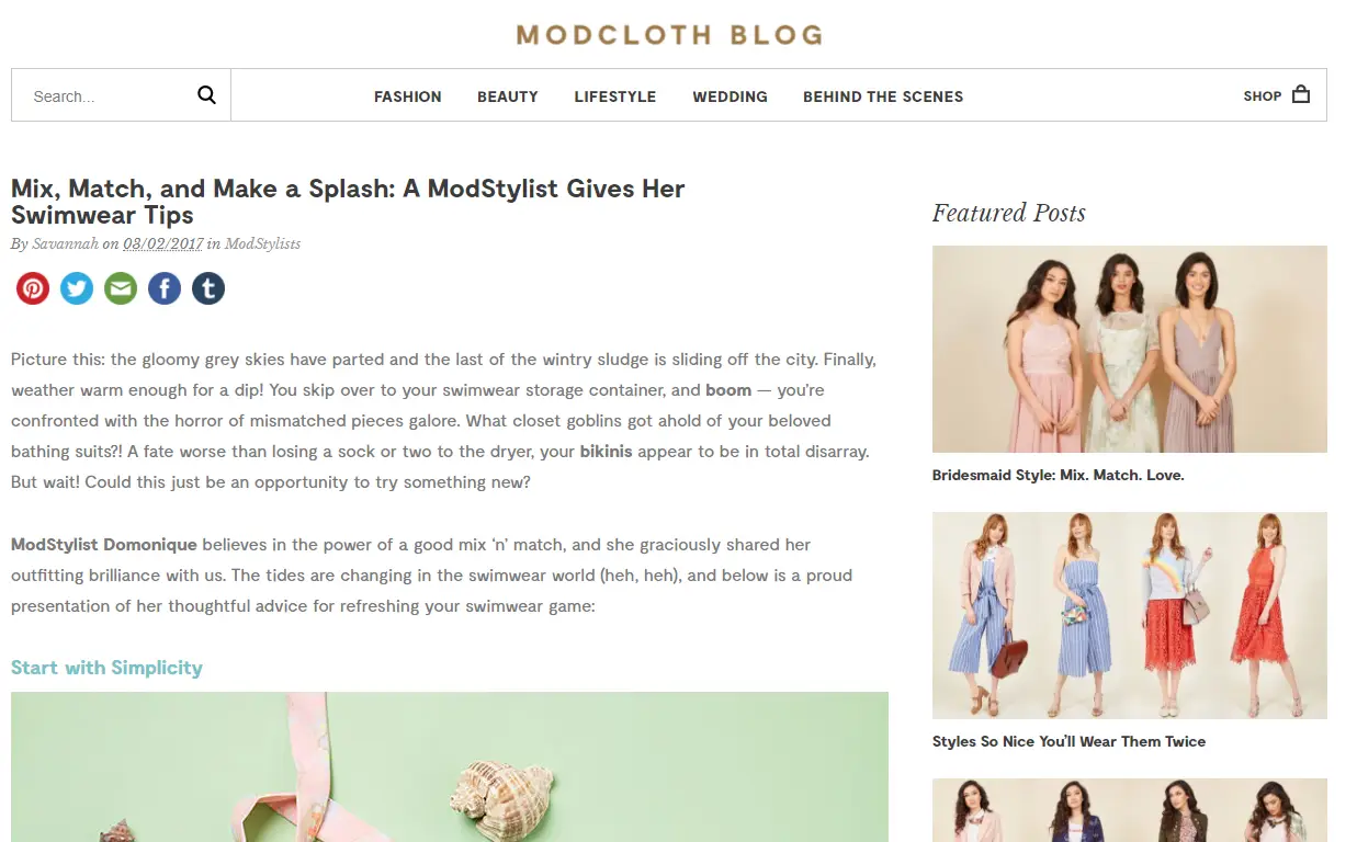 ModCloth ממנפת תוכן בבלוג ליצירת הרשמות