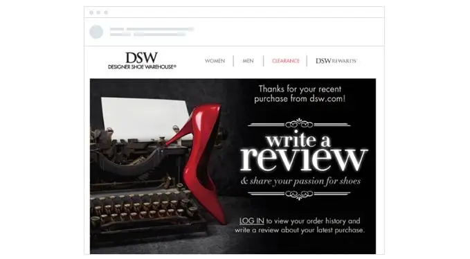 DSW מבקשים מלקוחות לכתוב המלצה ולחלוק את התשוקה שלהם לנעליים